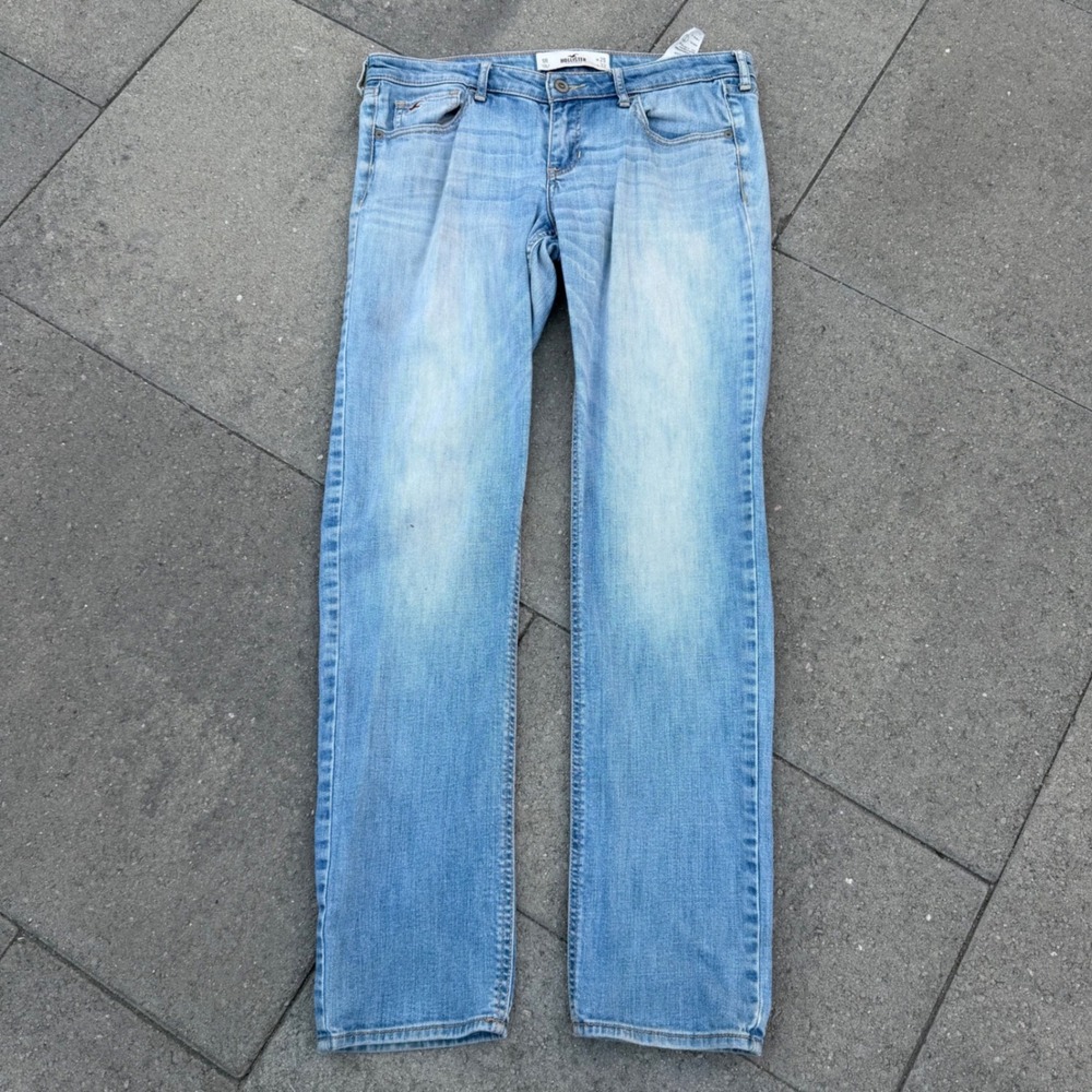 Hollister Women 9R W29 L33 Light Wash Straight Leg Low Rise Denim Jeans
